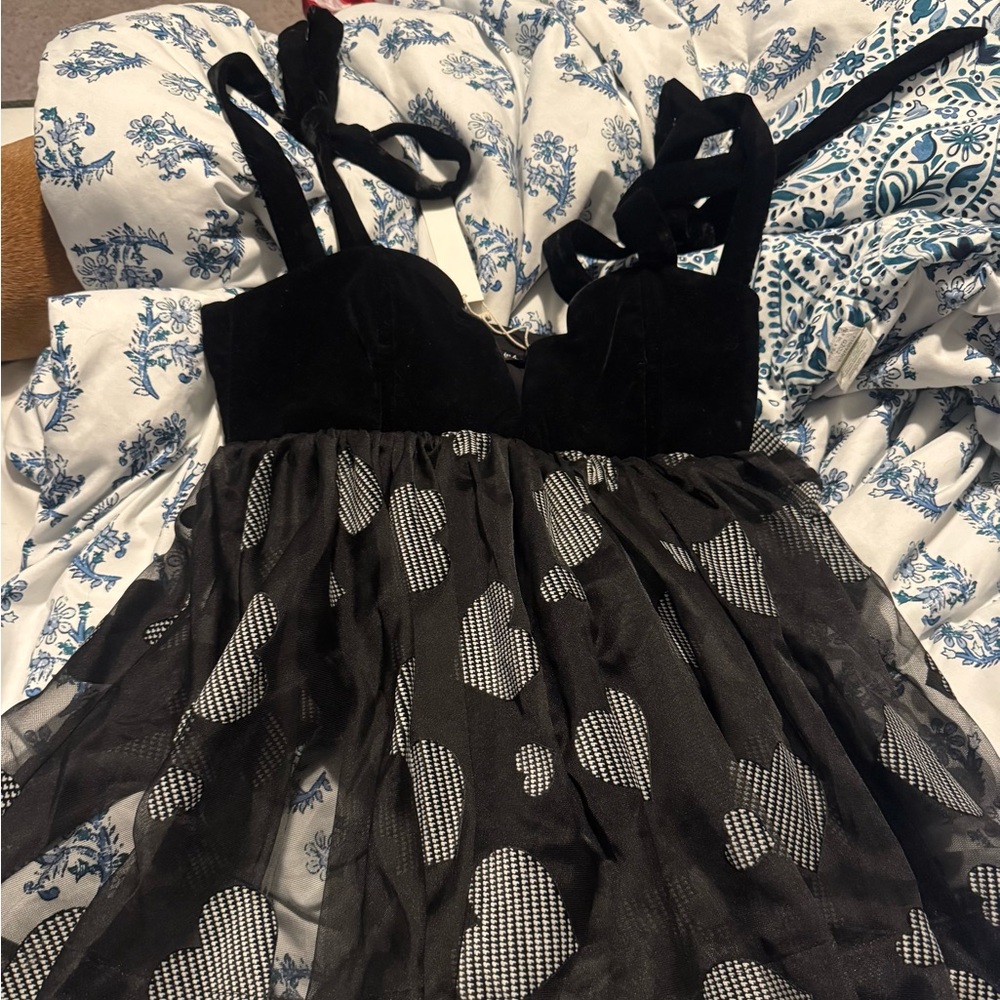 For love and lemons black and white Alexandra heart dress